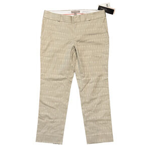 Banana Republic Dress Pants Hampton Fit Crop Beige Patterned - Women's 4 Petite